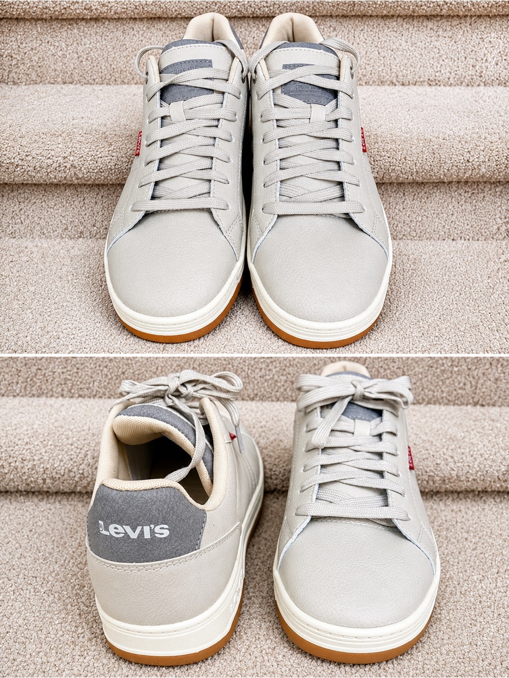 Levi's Men's Light Gray Low-Top Sneakers with Gum Outsole